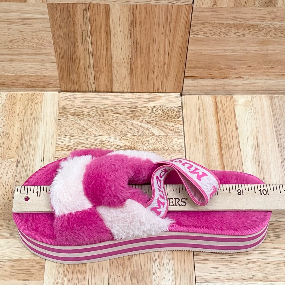 Mudd Stormy Fuchsia/White Fuzzy Elastic Slingback… - image 6